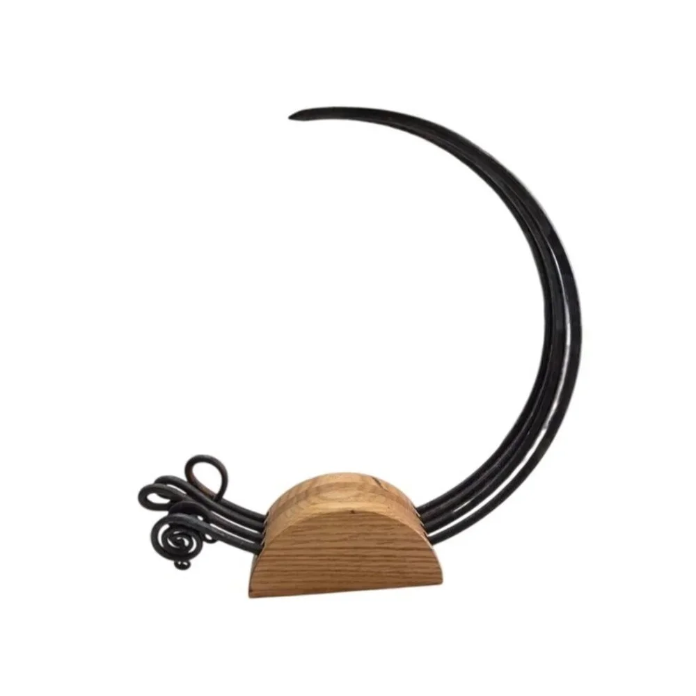 Wrought Iron Skewer Set w/ Wood Base Rustic Artisan Kabob Charcuterie - Picture 6 of 11